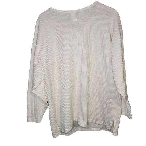 AMERICAN BORN Cream Ribbed Floral Rose Sweater 18W/38 0256 - Picture 3 of 8